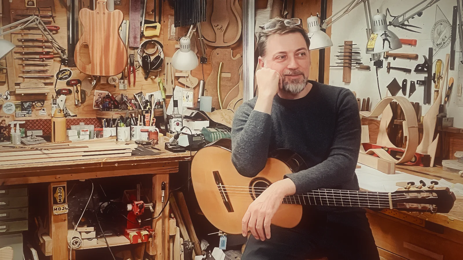 Michael Bester in a luthier’s workshop